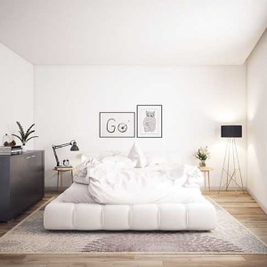 دکوراسیون اتاق خواب ساده و شیک سفید مدرن