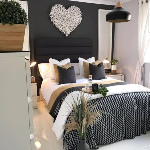 اتاق خواب مدرن کوچک با رنگ سفید و مشکی