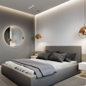 دکوراسیون اتاق خواب مدرن با رنگ طوسی