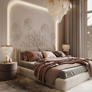 اتاق خواب مدرن با رنگ بژ و نسکافه ای