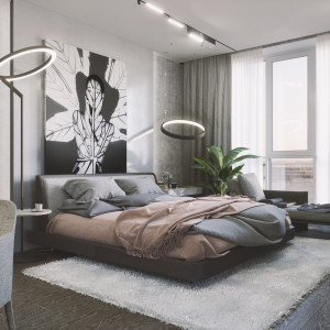 اتاق خواب مدرن با تخت کم ارتفاع