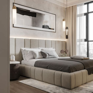 طراحی اتاق خواب مدرن ساده و طوسی رنگ