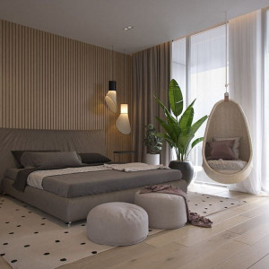 اتاق خواب مستر مدرن شیک کرم طوسی