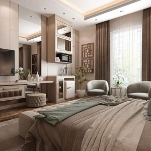 اتاق خواب مستر نئوکلاسیم کرم قهوه ای