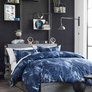 اتاق خواب پسرانه جوان و نوجوان مشکی آبی به سبک صنعتی