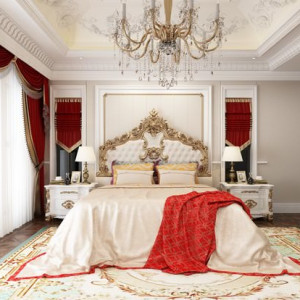 اتاق خواب کلاسیک سلطنتی طوسی قرمز