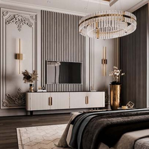 اتاق خواب نئوکلاسیک مدرن طوسی مشکی لاکچری شیک