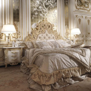 اتاق خواب کلاسیک سلطنتی سفید کرم