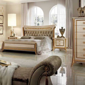 اتاق خواب کلاسیک سلطنتی سفید کرم لاکچری