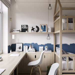 میز مطالعه اتاق خواب مشترک بین دو برادر