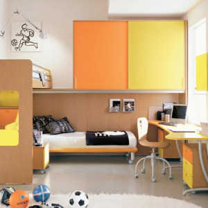 دکوراسیون اتاق خواب پسرانه کودک نارنجی طرد مدرن