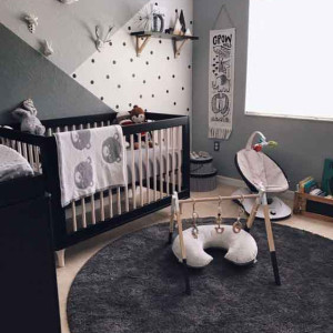 دکوراسیون اتاق نوزاد پسر مدرن سفید مشکی
