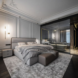 فرش اتاق خواب مدرن با رنگ طوسی