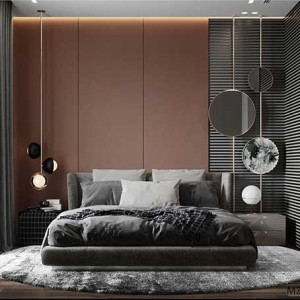 اتاق خواب طوسی و مشکی و قهوه ای