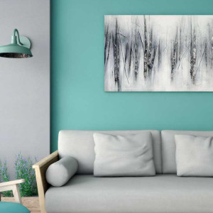 دکوراسیون طوسی و آبی نشیمن مدرن با مبل طوسی