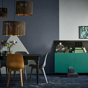 دکوراسیون خاکستری و سبز ناهار خوری