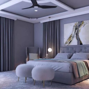 رنگ اتاق خواب طوسی و سفید