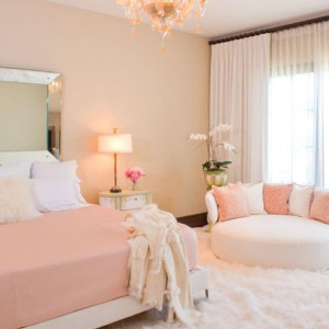 رنگ اتاق خواب صورتی و کرم