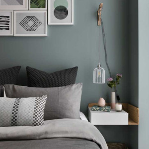 رنگ اتاق خواب سبز و طوسی