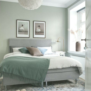 رنگ اتاق خواب طوسی و سفید و سبز