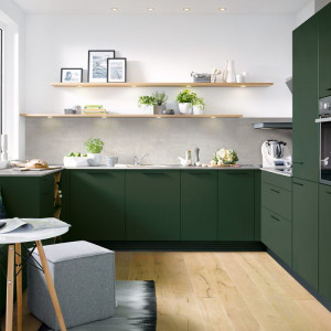 کابینت سبز تیره ام دی اف مات در آشپزخانه مدرن