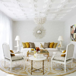 دکوراسیون سفید طلایی پذیرایی نئوکلاسیک