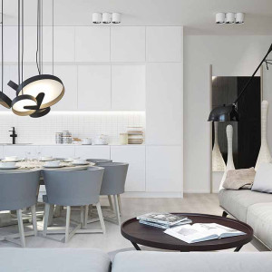 دکوراسیون سفید و طوسی خانه