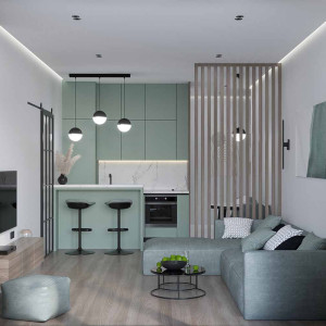 دکوراسیون سبز و قهوه ای خانه مدرن