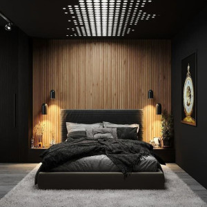 دکوراسیون مشکی و قهوه ای اتاق خواب مدرن