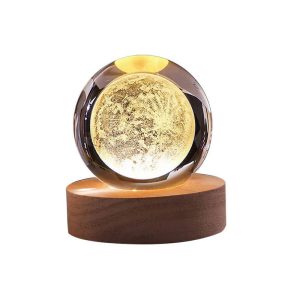  چراغ خواب مدل گوی شیشه ای طرح ماه 