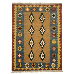 گلیم دستبافت یک و نیم متری طرح قشقایی مدل الوان کد 15114