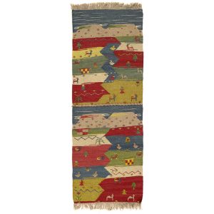 گلیم دستبافت یک متری طرح قشقایی کد 141077